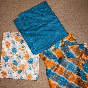 Floral blue and orange fabric